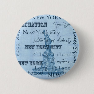 Plaatst New York Ronde Button 5,7 Cm