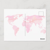 Plaatst zij zal gaan citeren Roze Waterverf Wereld Briefkaart (Achterkant)
