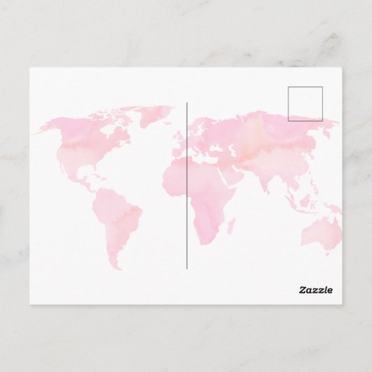 Plaatst zij zal gaan citeren Roze Waterverf Wereld Briefkaart (Achterkant)