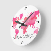 Plaatst zij zal gaan citeren Roze Waterverf Wereld Ronde Klok (Hoek)