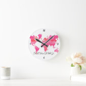 Plaatst zij zal gaan citeren Roze Waterverf Wereld Ronde Klok (Huis)