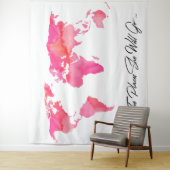 Plaatst zij zal gaan citeren Roze Waterverf Wereld Wandkleed (In situ)