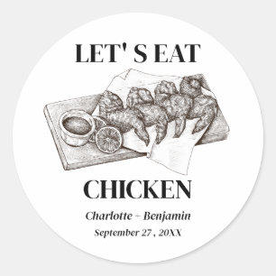 Plaatstkaart Kip Bruiloftsmaaltijd Ronde Sticker