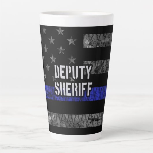 Plaatsvervangend Sheriff Distress Flag Latte Mok (Voorkant)