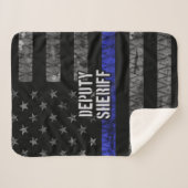 Plaatsvervangend Sheriff Distress Flag Sherpa Deken (Voorkant (horizontaal))