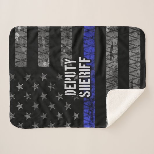 Plaatsvervangend Sheriff Distress Flag Sherpa Deken (Voorkant (horizontaal))
