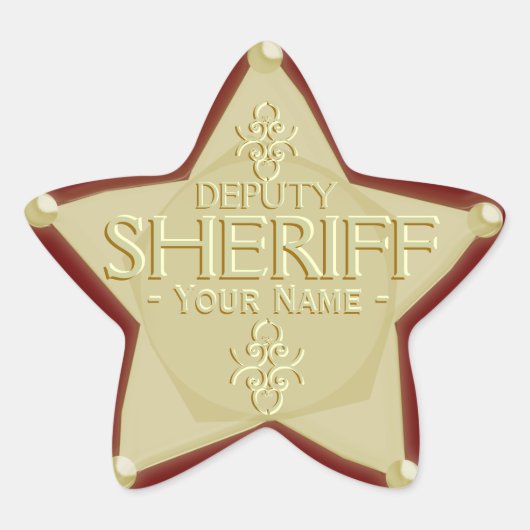 Plaatsvervangend sheriff met Jouw naam Badge Stick Ster Sticker (Voorkant)