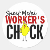 Plaatwerk werkster's Chick Ronde Sticker (Voorkant)