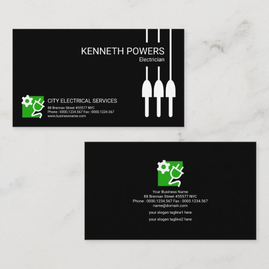Placard-minimalistisch platte elektricien voor str visitekaartje (Voorkant / Achterkant)