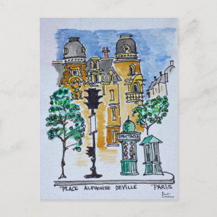 Place Alphonse Deville   Parijs, Frankrijk Briefkaart