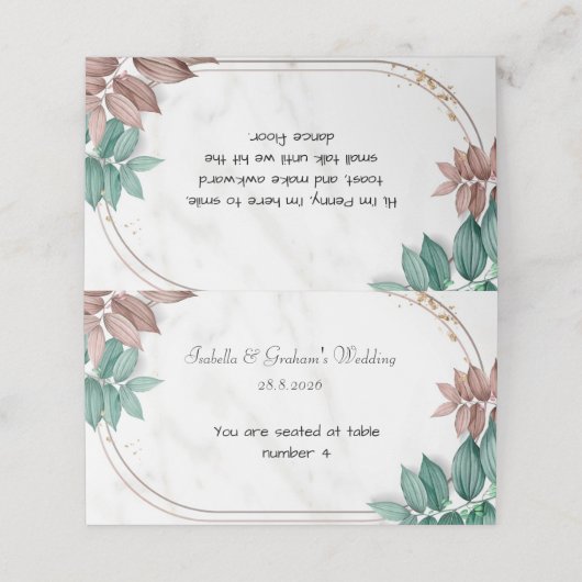 Place Card - Eenvoudig ontwerp Plaatskaartje (Buitenkant ongevouwen)