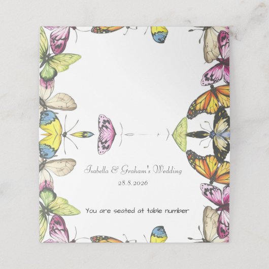 Place Card - Eenvoudig vlinderontwerp Plaatskaartje (Buitenkant ongevouwen)