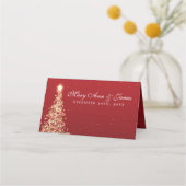 Place Card Elegant Kerstbruiloft rood Plaatskaartje (Achterkant)