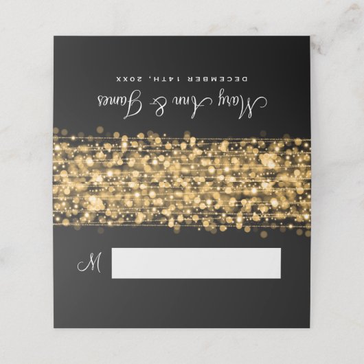 Place Card Elegant Wedding Party Sparkles Gold Plaatskaartje (Buitenkant ongevouwen)