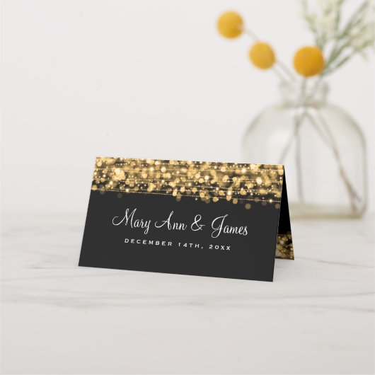 Place Card Elegant Wedding Party Sparkles Gold Plaatskaartje (Achterkant)