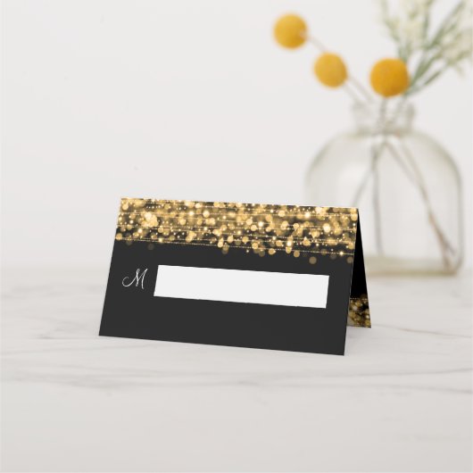 Place Card Elegant Wedding Party Sparkles Gold Plaatskaartje (Voorkant)
