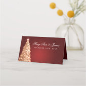 Place Card Kerst Trouwfeest Goud Rood Plaatskaartje (Achterkant)