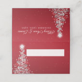 Place Card Kerstbruiloft Zilver Rood Plaatskaartje (Buitenkant ongevouwen)