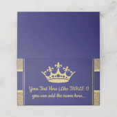 Place Card - Royal Gold Blue Prince King thema Plaatskaartje (Buitenkant ongevouwen)