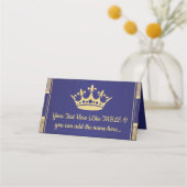 Place Card - Royal Gold Blue Prince King thema Plaatskaartje (Voorkant)