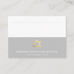 PLACE CARDS Bar Mitzvah gouden ster van david grij Plaatskaartje