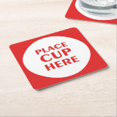 Place Cup hier - Rood Kartonnen Onderzetters (Schuin)