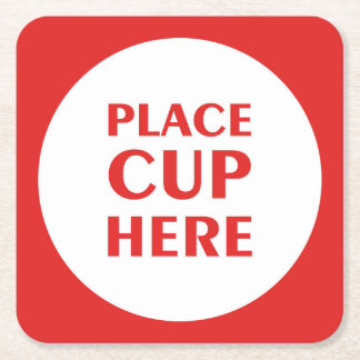 Place Cup hier - Rood Kartonnen Onderzetters