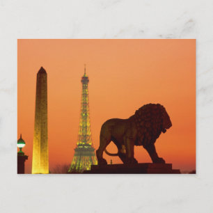 Place de la Concorde; Eiffeltoren; Obelisk; Briefkaart