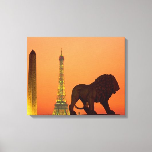 Place de la Concorde; Eiffeltoren; Obelisk; Canvas Afdruk (Voorkant)