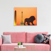 Place de la Concorde; Eiffeltoren; Obelisk; Canvas Afdruk (Insitu (Woonkamer))
