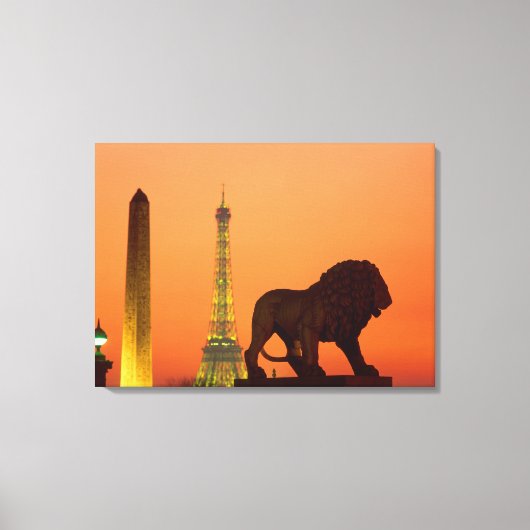 Place de la Concorde; Eiffeltoren; Obelisk; Canvas Afdruk (Voorkant)