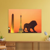 Place de la Concorde; Eiffeltoren; Obelisk; Canvas Afdruk (Insitu (Woonkamer))