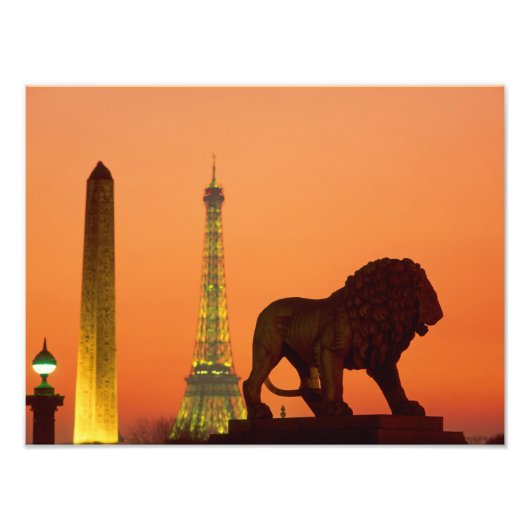 Place de la Concorde; Eiffeltoren; Obelisk; Foto Afdruk (Voorkant)