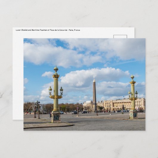 Place de la Concorde en obelisk - Parijs, Frankrij Briefkaart (Voorkant / Achterkant)