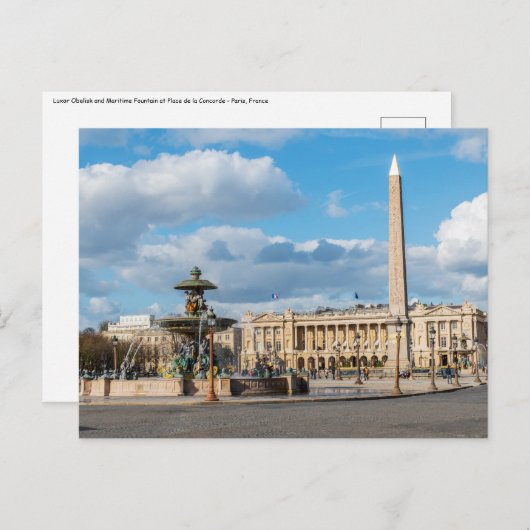 Place de la Concorde en obelisk - Parijs, Frankrij Briefkaart (Voorkant / Achterkant)
