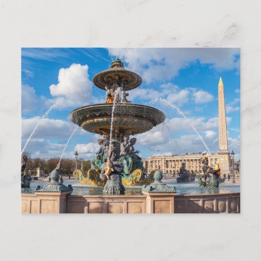 Place de la Concorde en obelisk - Parijs, Frankrij Briefkaart (Voorkant)