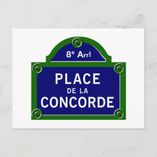 Place de la Concorde, Paris Street Sign Briefkaart