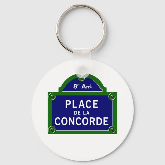 Place de la Concorde, Paris Street Sign Sleutelhanger (Voorkant)