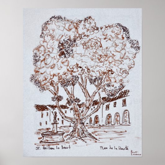 Place de la Liberte, Saint-Guilhem-le-Desert Poster (Voorkant)