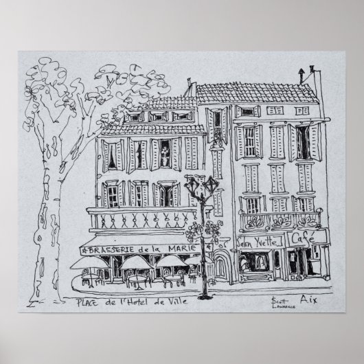 Place de L'Hotel de Ville | Aix and Provence Poster (Voorkant)