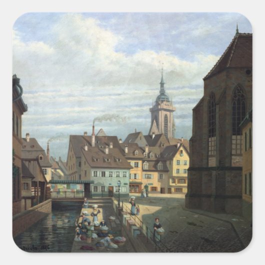 Place des Dominicains, Colmar, 1876 Vierkante Sticker (Voorkant)