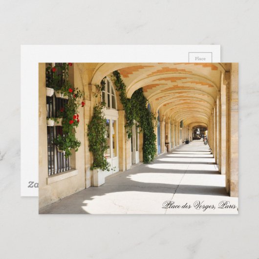 Place des Vosges in Paris, Frankrijk Briefkaart (Voorkant / Achterkant)