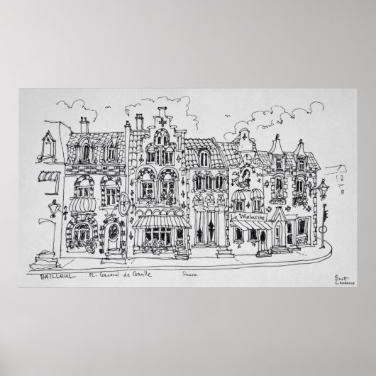 Place du general de Gaulle | Bailleul, Frankrijk Poster (Voorkant)