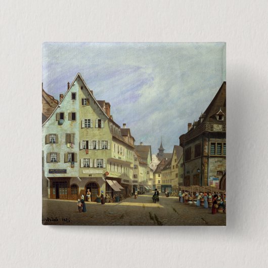 Place du Marche-aux-Fruits, Colmar, 1875 Vierkante Button 5,1 Cm (Voorkant)