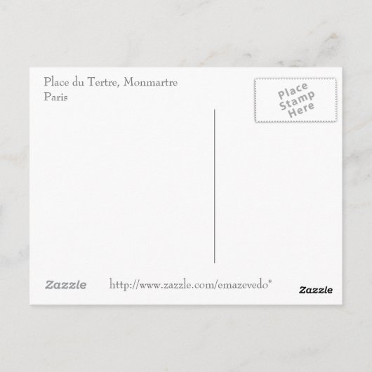 Place du Tertre, Parijs Briefkaart (Achterkant)