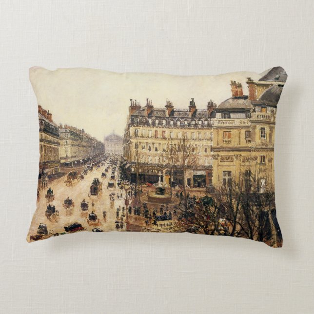 Place du Theater Francais, Paris Rain van Pissarro Accent Kussen (Achterkant)