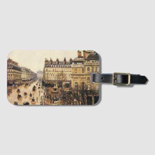 Place du Theater Francais, Paris Rain van Pissarro Bagagelabel (Voorkant (horizontaal))