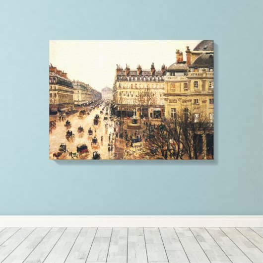 Place du Theater Francais, Paris Rain van Pissarro Canvas Afdruk (Insitu (Houten vloer))