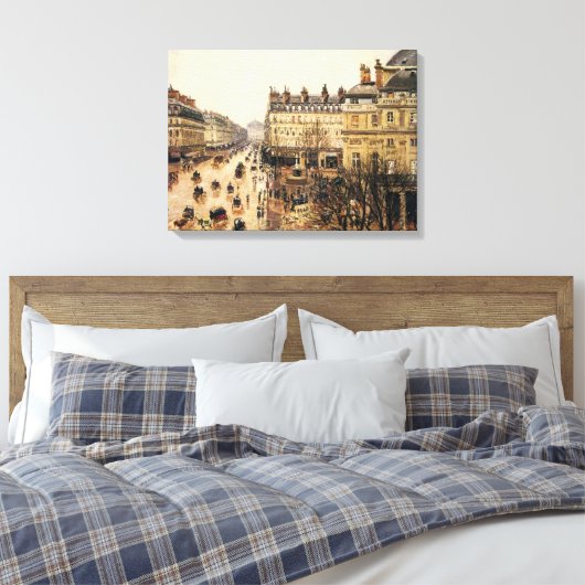 Place du Theater Francais, Paris Rain van Pissarro Canvas Afdruk (Insitu (Slaapkamer))