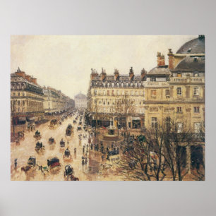 Place du Theater Francais, Paris Rain van Pissarro Poster